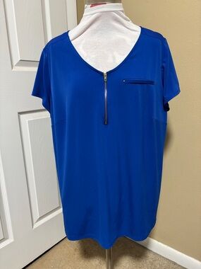 Royal Blue Zip-Front Women’s Top